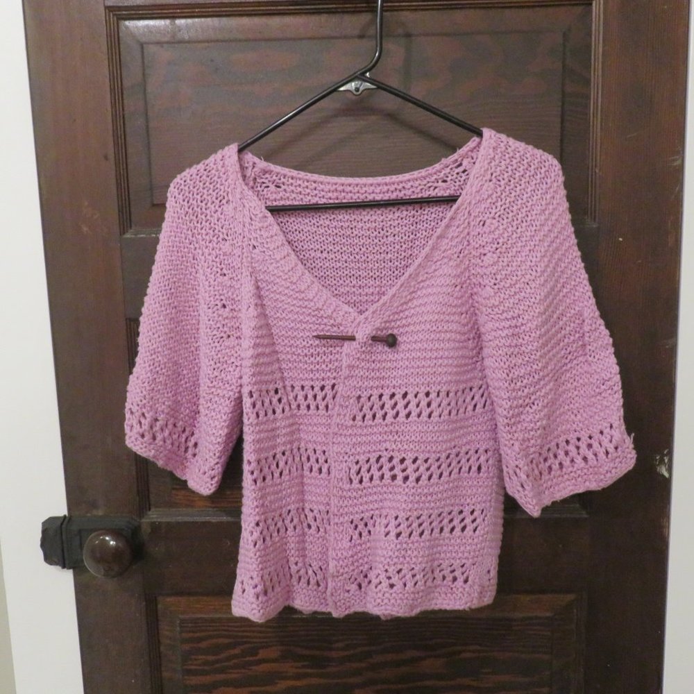 Hand knit crocheted sweater shrug from Uruguay - S/M - Pink